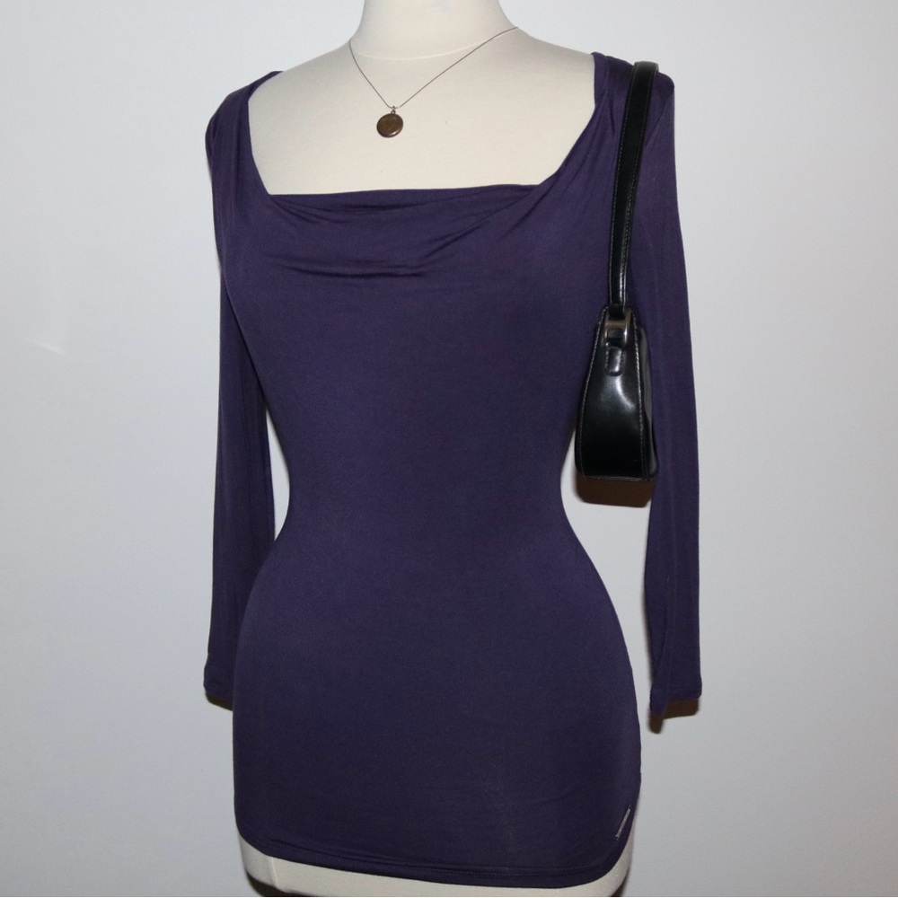 Vintage Michael Kors purple long sleeve with cowl neckline